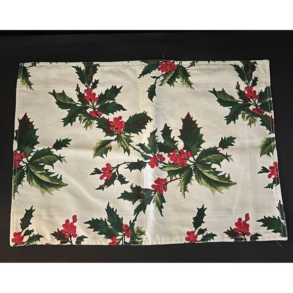 Zina Vasi Christmas Poinsettia Holly Berry Napkins Placemats & Tea Towels Lot - Picture 9 of 15